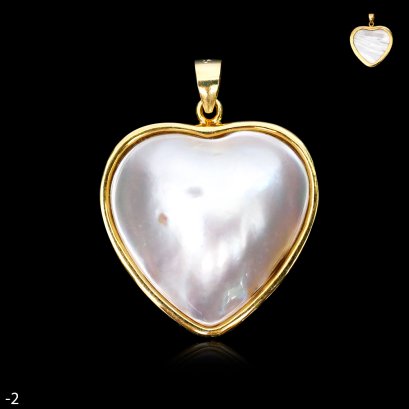 Approx. 22.0 mm, Heart Mabe Pearl, South Sea Pearl, Solitaire Pearl Pendant