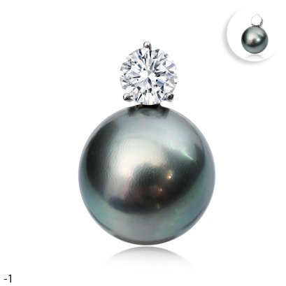 Approx. 12.0 mm, Tahitian Pearl, Diamond Dot Pearl Pendant