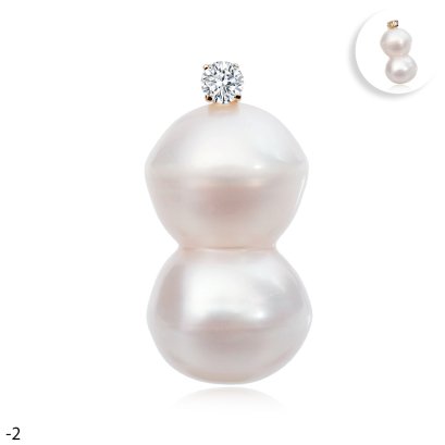 Approx. 9.0 mm, Freshwater Pearl, CZ Dot Pearl Pendant