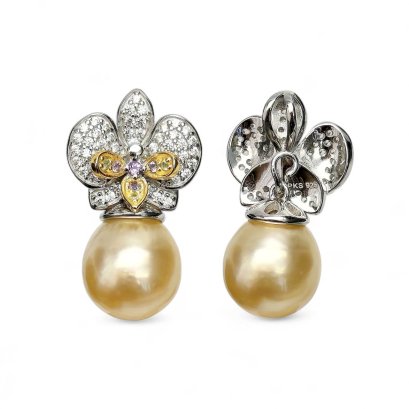 Approx. 11.0 - 13.0 mm, Gold South Sea Pearl, Cattleya Pearl Pendant