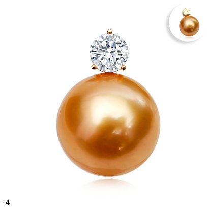 Approx. 13.0 mm, Gold South Sea Pearl, Diamond Dot Solitaire Pearl Pendant