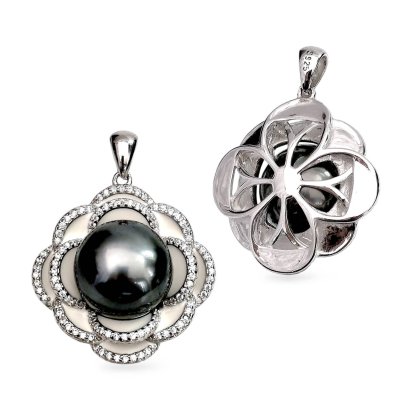 Approx. 12.0 mm, Tahitian Pearl, Blooming Pearl Pendant