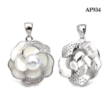 Approx. 6.6 mm, Akoya Pearl, Flower Solitaire Pearl Pendant