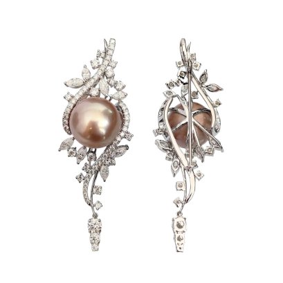 14.2 mm, Edison Pearl, Solitaire Pearl Brooch