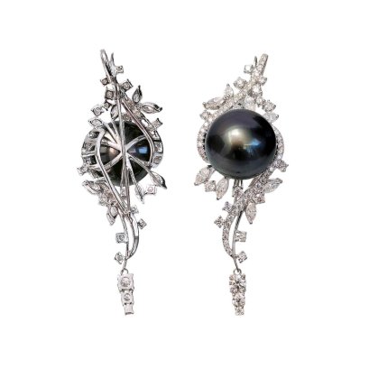 16.5 mm, Tahitian Pearl, Solitaire Pearl Brooch