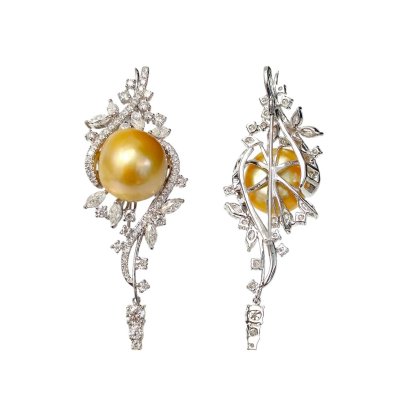 14.8 mm, Gold South Sea Pearl, Solitaire Pearl Brooch