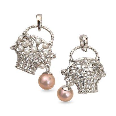 Approx. 2.0 - 6.0 mm, Freshwater Pearl, Pearl Basket Hinge Clasp Pendant