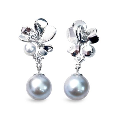 Approx. 4.0 mm and 8.0 mm, Akoya Pearl, Flower Pearls Pendant