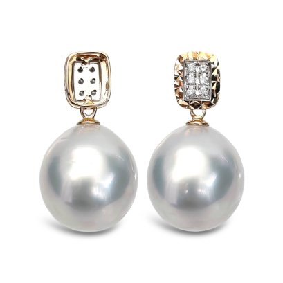 Approx. 12.0 mm, White South Sea Pearl, Six Packs Diamond Dangle Solitaire Pearl Pendant