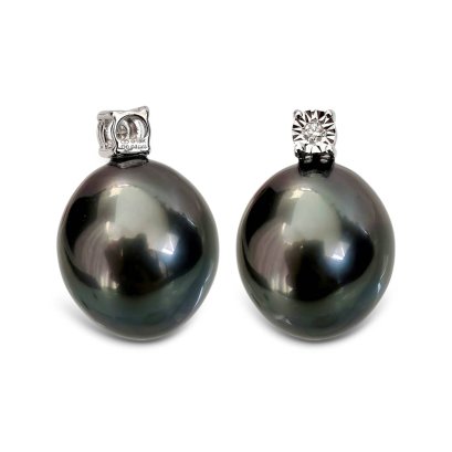 10.9 mm, Tahitian Pearl, Diamond Dot
