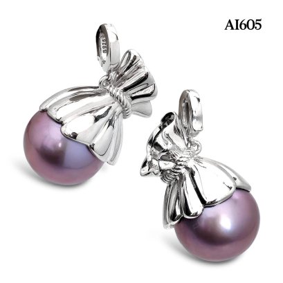 Approx. 14.0 - 18.0 mm, Edison Pearl, Pearl Sack Hinge Clasp Pendant