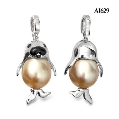Approx. 12.0 - 13.0 mm, Gold South Sea Pearl, Dugong Pearl Hinge Clasp Pendant