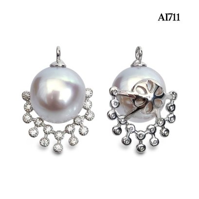 10.1 mm, Tahitian Pearl, Icicle CZ Pearl Pendant