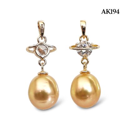 Approx. 7.0-8.0 mm, Gold South Sea Pearl, Saturn Pearl Pendant