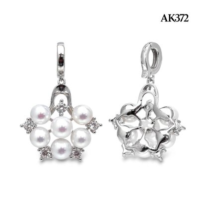 Approx. 6.0 mm, AK Pearl, Pearl Flower Hinge Clasp Pendant