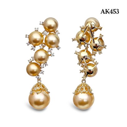 Approx. 8.0 - 13.0 mm, Gold South Sea Pearl, Pearl Bouquet Chandelier Pendant