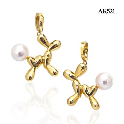 Approx. 8.0 mm, Hanamomo, Akoya Pearl, Balloon Dog Pearl Hinge Clasp Pendant