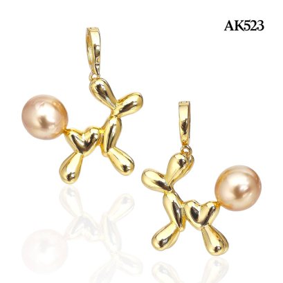 Approx. 8.0 mm, Gold South Sea Pearl, Balloon Dog Pearl Hinge Clasp Pendant