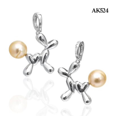 Approx. 8.0 mm, Gold South Sea Pearl, Balloon Dog Pearl Hinge Clasp Pendant
