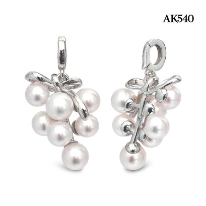 Approx. 5.0 - 5.5 mm, Hanamomo, Akoya Pearl, Pearl Grape Bunch Hinge Clasp Pendant