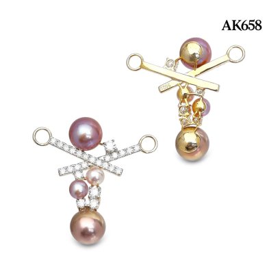 Approx. 4.0 - 8.0 mm, Freshwater Pearl and Mini Edison Pearl, Selatan Sunburn II, X Cross Moissanite Pearl Embellishment Pendant
