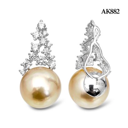 Approx. 12.0 mm, Gold South Sea Pearl, CZ Pearl Bee Hive Pendant