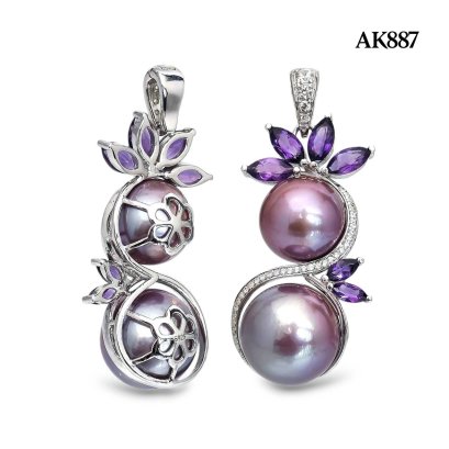 Approx. 13.0 - 17.0 mm, Edison Pearl, Spirit & Spiral Hinge Clasp Pendant
