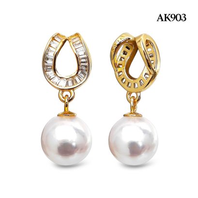 Approx. 8.0 mm, Hanamomo, Akoya Pearl, Horseshoe Dangle Pearl Pendant