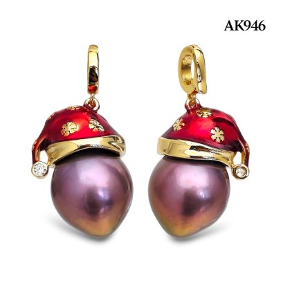 13.2 mm, Edison Pearl, Christmas Hat Pearl Pendant