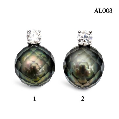 Approx. 10.1 mm, Hanashinju, Tahitian Pearl, CZ Dot Pearl Pendant