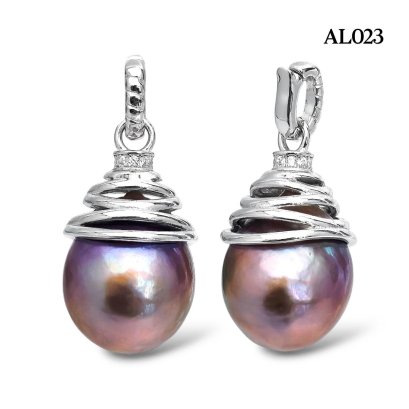 Approx. 14.0 mm, Edison Pearl, Pearl Nest Hinge Clasp Pendant