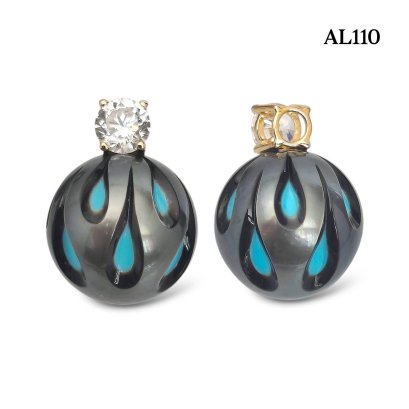 11.1 mm, Galatea, Tahitian Pearl, Diamond Dot Pearl Pendant