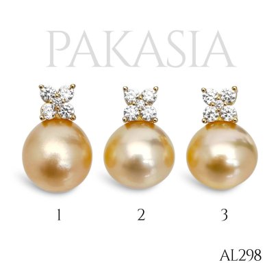 Approx. 11.0 mm, Gold South Sea Pearl, CZ Flower Dot Pearl Pendant