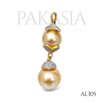 Approx. 9.0 - 11.0 mm, Gold South Sea Pearl, Botan Dangle Pearls Pendant
