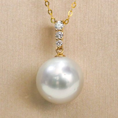 Approx. 12.50 mm, South Sea Pearl, Solitaire Pearl Pendant with Chain Necklace