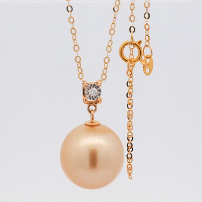 Approx. 12.04 - 12.17 mm, South Sea Pearl, Solitaire Pearl Pendant with Chain Necklace