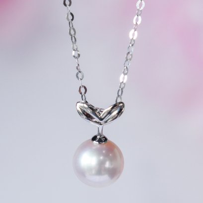 Approx. 7.50 mm, Akoya Pearl, Solitaire Pearl Pendant with Chain Necklace