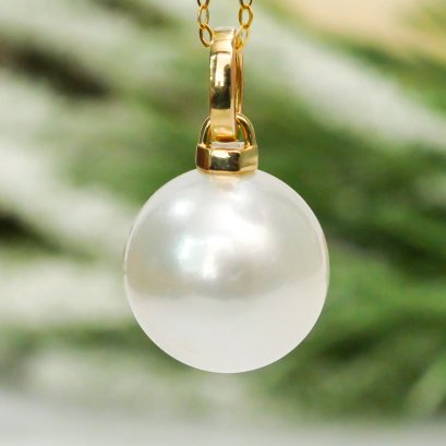 Approx. 13.25 mm, South Sea Pearl, Solitaire Pearl Pendant with Chain Necklace