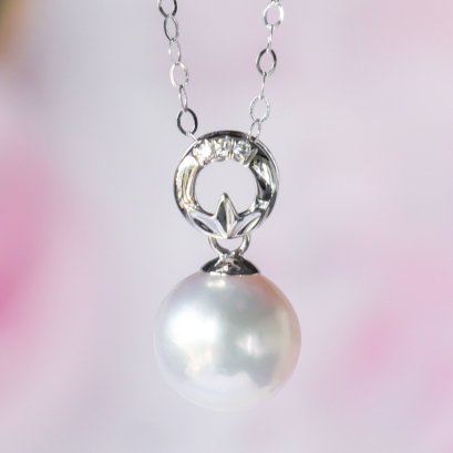 Approx. 7.64 mm, Akoya Pearl, Solitaire Pearl Pendant with Chain Necklace
