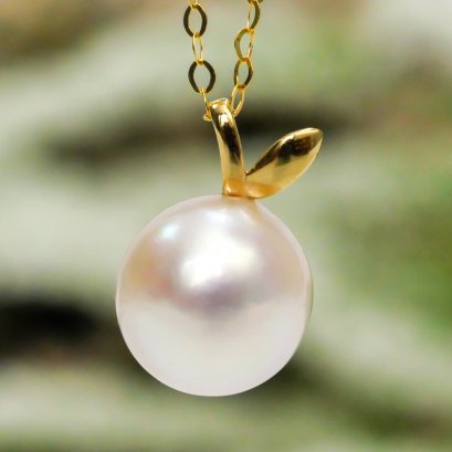 Approx. 7.77 - 7.85 mm, Akoya Pearl, Solitaire Pearl Pendant with Chain Necklace