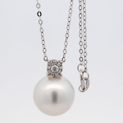 Approx. 12.92 mm, South Sea Pearl, Solitaire Pearl Pendant with Chain Necklace