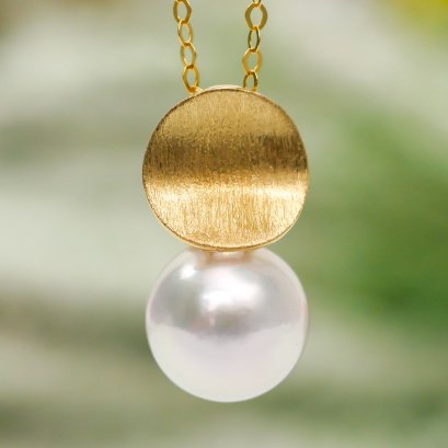 Approx. 9.0 mm, Akoya Pearl [Cherryblossom], Solitaire Pearl Pendant with Chain Necklace