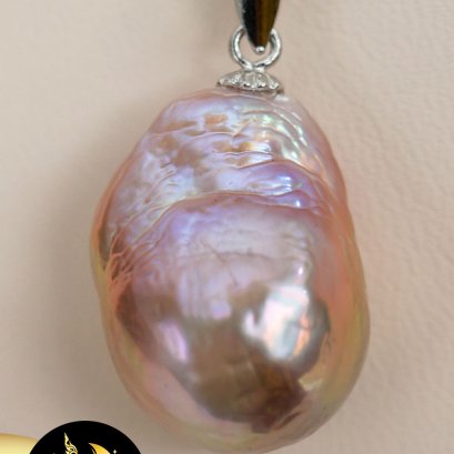 (ไม่รวมสร้อย) จี้มุกบาร็อคจัมโบ้ มุกแท้ทรงบาร็อค สีม่วงโอลด์โรส ขนาด 11 mm. เกรด AA จุกจี้เงินแท้ 92.5 ชุบทองคำขาว / SN0010YP499