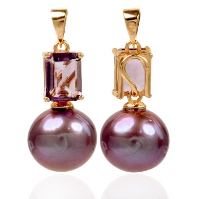 จี้ไข่มุก Edison "เพตราเล็กพลอยแท้ Amethyst"