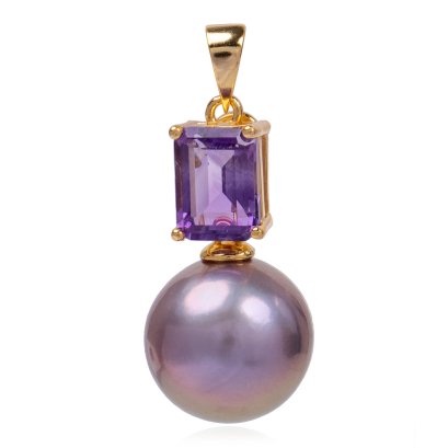 จี้ไข่มุก Edison "เพตราเล็กพลอยแท้ Amethyst"