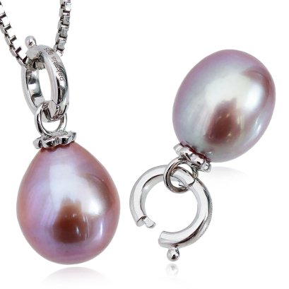 จี้ไข่มุก Freshwater Pearl  เม็ดเดี่ยว ห่วงงับใหญ่