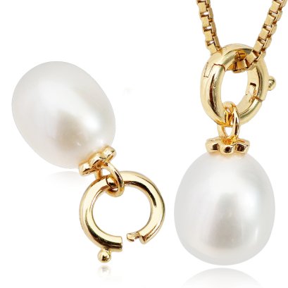จี้ไข่มุก Freshwater Pearl  เม็ดเดี่ยว ห่วงงับใหญ่