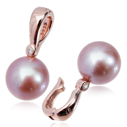 จี้งับเกลี้ยงประดับเพชร CZ ห้อยไข่มุก Edison