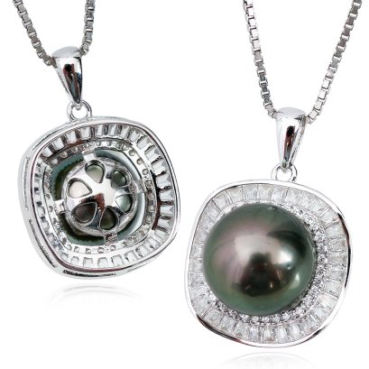 จี้ไข่มุก Tahitian Pearl  "Sunray ประดับเพชร"