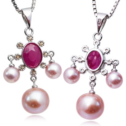 จี้ "ทับทิม Style วินเทจห้อยไข่มุก Edison"